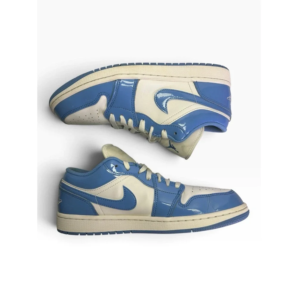 Nike Air Jordan 1 Low SE White Legend Blue Patent UNC FZ2138-114 Men's Size 9.5